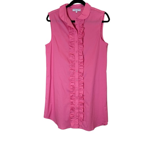 Taylor Tillman Dresses & Skirts - Taylor Tillman Cotton Poplin Pink Preppy Beach Ruffled Mini Dress sz S